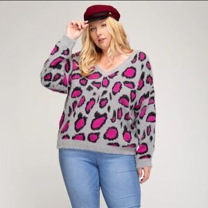 Luna in love fleece animal print sweater